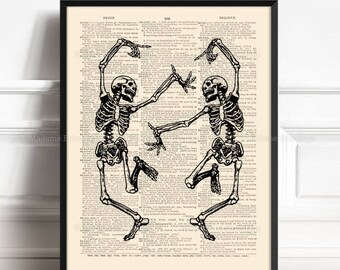 Dancing Skeleton, Cool Skeletons, Gifts For Him, Skull Poster Gift, Coworker Poster Gift, Funny Office Art, Birthday Gift, Funny Wall  267