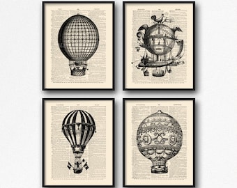 Juego de globos aerostáticos, regalo de póster de globos, regalo de hermana genial, máquina Steampunk, juego de regalos para compañeros de trabajo, arte divertido de pared para niños, regalo para su 15º S17