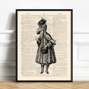Cartel de pájaro dodo, regalo único, decoración de arte del país de las maravillas, arte de las aventuras de Alicia, regalo para su 1er, estampado de animales divertido, decoración de vivero de Alicia 275