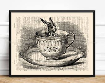 The March Hare, Wonderland Art Gift, Wonderland Hare, Mystery Print, Lewis Carroll Decor, Alice Quote Print, Mom Gift Poster, Her 1st 432