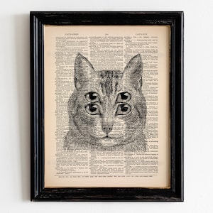 Optical Illusion Art, Funny For Cat Lover, Trippy Cat, College Dorm Room, Geeky Gifts For Him, Psychedelic Poster, College Student Gift 473 image 1