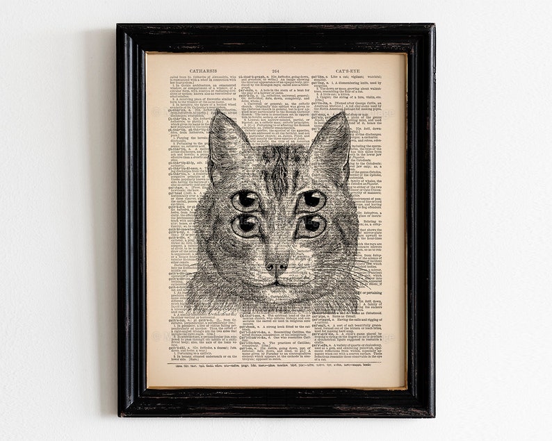 Optical Illusion Art, Funny For Cat Lover, Trippy Cat, College Dorm Room, Geeky Gifts For Him, Psychedelic Poster, College Student Gift 473 image 1