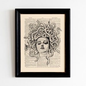 Medusa, Medusa Head, Mythical Creature, Greek Mythology, Medusa Wall Art, Medusa Dictionary, Dictionary Art Decor, Home Decor, Art Gift 038