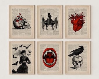Set of 6 Prints Witchy Decor Witchcraft Pagan Decor Halloween Decor Vintage Witchy Gifts Gothic Home Decor Goth Wall Set Vintage Posters Art