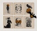 Set of 6 Vintage Halloween Prints, Halloween Decor, Skeleton Wall Art, Vintage Art Print Funny Halloween Print Art Skull Raven Pumpkin Art 