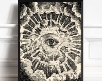 Mystic Eye Wall Decor, Spiritual Home Decor, Mystical Art, Esoteric Sacred Art Catholic Gifts Witchy Decorations Eye Images Illustration 120