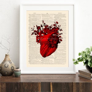 Anatomía Arte Corazón Rojo Novia Pared Arte Novia Regalo para su 1er Aniversario Regalo Mujeres Esposa Gótica Casa Decoración San Valentín Día Regalo 056 imagen 2