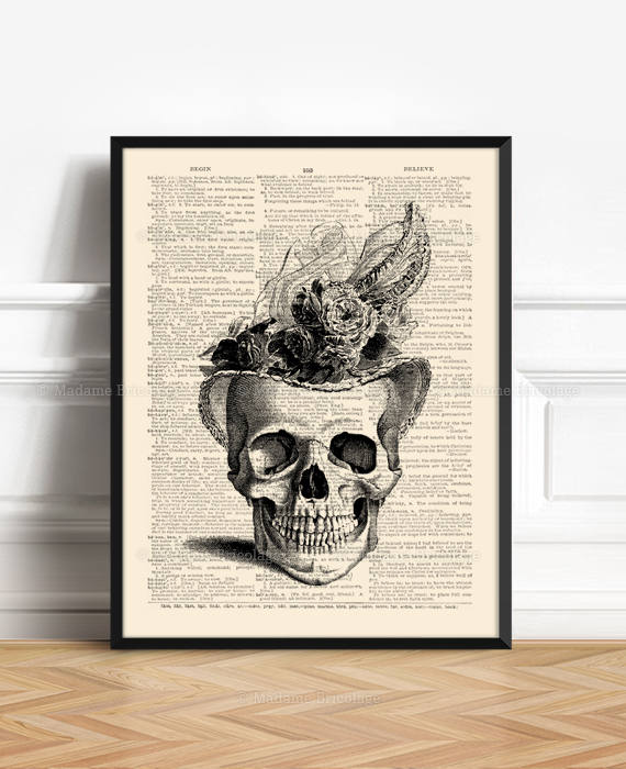 Victorian Skull Art, Skulls Lover Gift, Skull Wall Poster, Skull