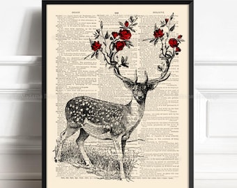 Deer Decor, Deer Wall Decor Deer Print Stag Print Deer Art Print Deer Wall Art Deer Poster Deer Illustration Deer Nursery Decor Girl Art 371
