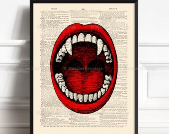 Vampire Anatomy, Vampire Teeth Fangs, His 40th Birthday, Dracula Spooky, Boy Birthday Poster, Horror Poster Decor, Cool Dictionary Art,  452