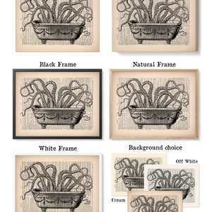 Octopus Dictionary Art Print, Octopus Art, Octopus Print , Bathroom Art, Bathroom Decor Upcycled Book Page Octopus in Bathtub no.79 image 4