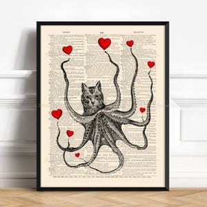 Octopus Tentacles, Owlctopus, Cool Owl Poster, Funny Birthday Print, Valentines Day Gift, Her 30th Birthday, Funny Animal Poster, Funny  279