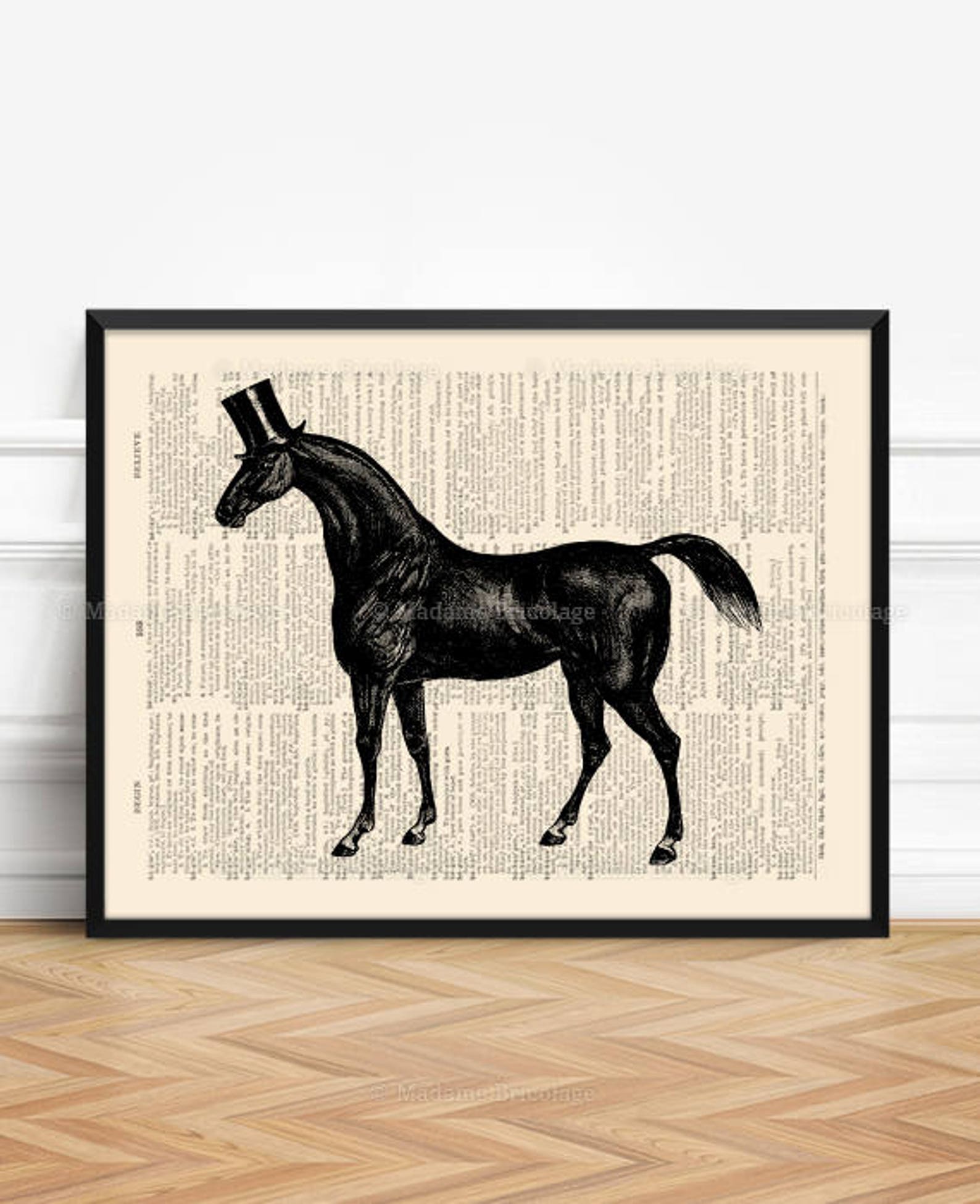 Black Horse Print Horse Lover Gift Equestrian Her Gift Etsy