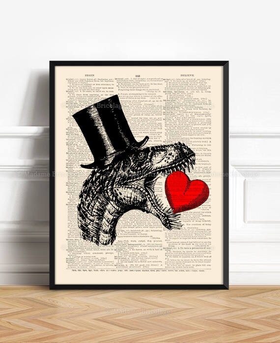 Dinosaur Art Poster, DINOSAUR POSTER, Gift For Gay Couple, 5th Anniversary Gift, Neat Bridesmaid Gift, Geekery Print, Boy Nursery Decor, 168
