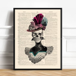 Collage de calaveras, regalo de hermana hermano, Día de los Muertos, decoración de carteles de calaveras, arte divertido de oficina, decoración de fiestas de terror, póster anatómico 049