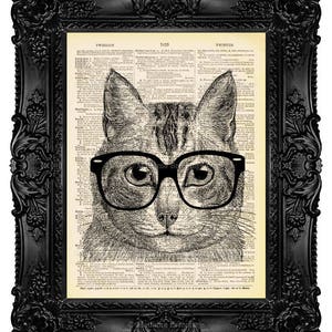 Cat Decor Home OFFICE DECOR Cute Office Decor Cat Wall Art Prints for Boys Room Tabby Cat Nerdy Gifts Cool Posters Animal Nursery Art 236