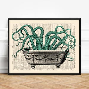 BATHROOM DECOR Octopus Wall Decal Octopus Wall Art Octopus Decor Funny Bathroom Art Print Bathroom Wall Decor Home Decor Wall Hanging 126