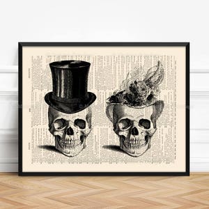 Skulls Decor Skeleton Art Print Skull Decor Skull Couple Victorian Gothic Wedding Decor Skull Poster Til Death do Us Part Gothic Couple 129