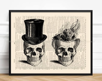Skulls Decor Skeleton Art Print Skull Decor Skull Couple Victorian Gothic Wedding Decor Skull Poster Til Death do Us Part Gothic Couple 129