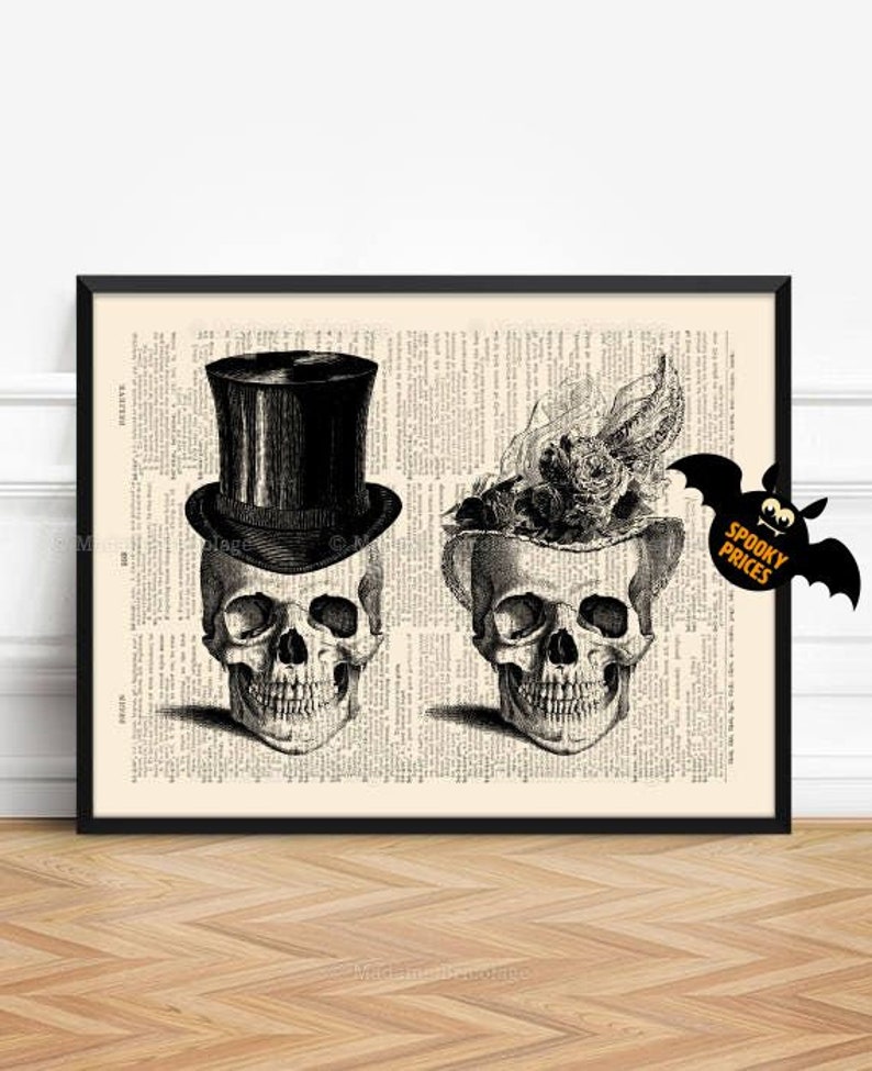 Skulls Decor Skeleton Art Print Skull Decor Skull Couple - Etsy