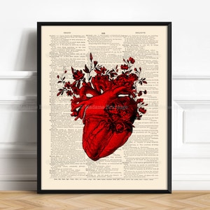 Anatomía Arte Corazón Rojo Novia Pared Arte Novia Regalo para su 1er Aniversario Regalo Mujeres Esposa Gótica Casa Decoración San Valentín Día Regalo 056 imagen 1