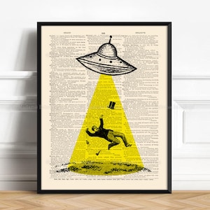 UFO Poster, Book Lover Poster, Alien Abduction, Fringe Art, I Believe, Friend Poster Gift, Boy Poster Gift, Literary Gift Poster, Cool 156