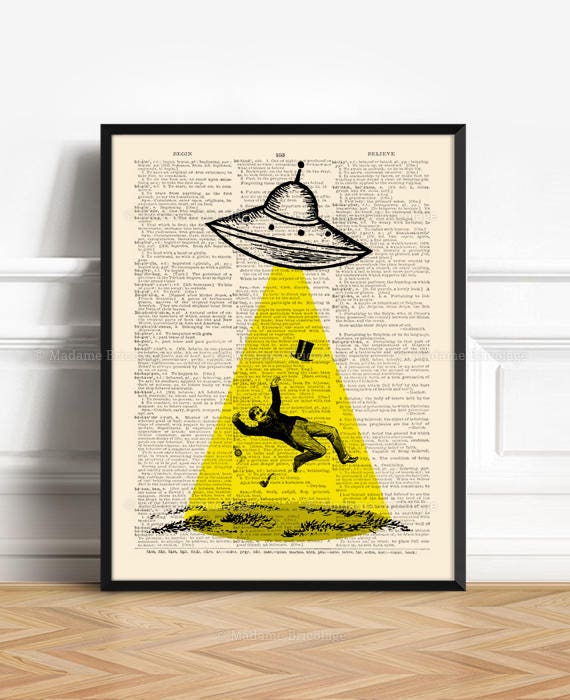 UFO Poster, Book Lover Poster, Alien Abduction, Fringe Art, I Believe, Friend Poster Gift, Boy Poster Gift, Literary Gift Poster, Cool 156