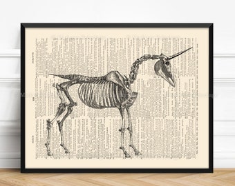 Einhorn Horn, Einhorn Skeleton Knochen Poster, Pastell Goth Dekor, Einhorn Knochen Poster, Freundin Weihnachtsgeschenk für sie 15, Einhorn Skelett Art 118