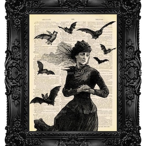 Woman Vampire Print, Cool Halloween Decor, Dark Goth Gift, Horror Home Decor, Vampire Anatomy, Happy  Halloween Decoration Art Print 140