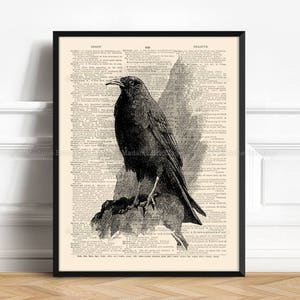 Black Raven, Husband Gift Print, Edgar Allan Poe, Nevermore, Gothic Decor, Gothic Black Bird, Black Crow Poster, Literary Art, Animal 248