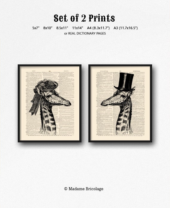 Giraffe Gift Print, Geek Giraffe Poster, Cool Wife Gift, Wedding Giraffes, Funny Dorm Decor, Funny Giraffe Poster, Funny Wife Gift,  S41