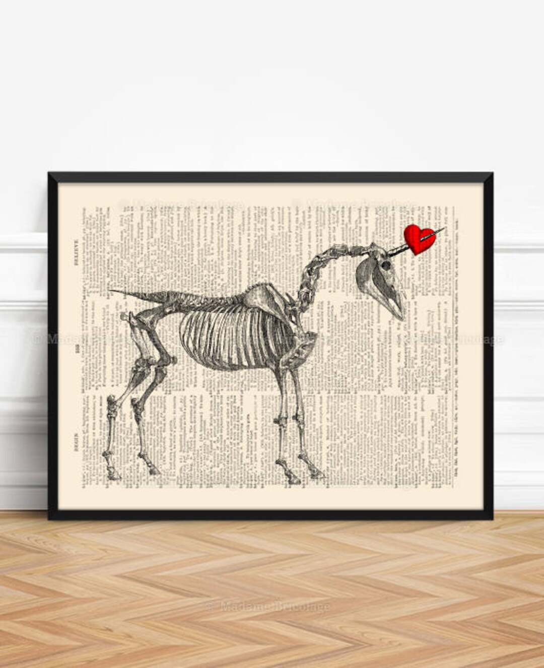 Unicorn Skeleton Unicorn Art Print Gothic Valentine Creepy Cute Art ...