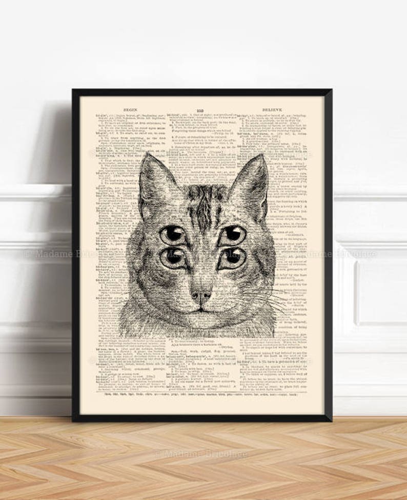 Optical Illusion Art, Funny For Cat Lover, Trippy Cat, College Dorm Room, Geeky Gifts For Him, Psychedelic Poster, College Student Gift 473 image 2
