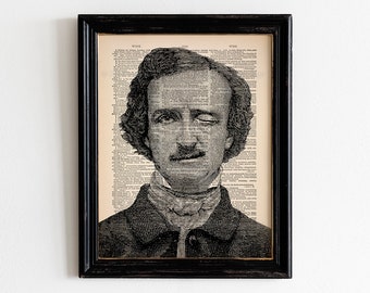 Funny Winking Edgar Allan Poe Art Print, Book Lover Gift, Book Nook Decor, Gothic Literature, Dark Academia, Bookish Literary Gift 319