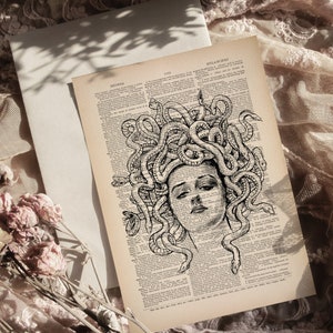 Medusa Wall Art, Medusa Head, Mythical Creature, Gift for Coworker, Funny Bathroom Print, Teen Girl Gift Poster, Horror Wall Decor Beach 038