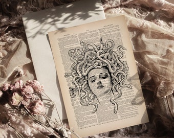 Medusa Wall Art, Medusa Head, Mythical Creature, Gift for Coworker, Funny Bathroom Print, Teen Girl Gift Poster, Horror Wall Decor Beach 038