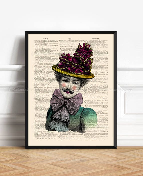 Moustache Poster, Husband Gift Poster, Tattoo Idea Print, College Dorm Room, Lesbian Wedding Gift, Funny Wall Print, Geek Lady 053