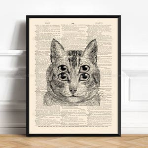 Funny Cat Gifts for Cat Lover Gift for Women Her Men Cat Poster Funny Frame Cat Art Canvas Cat Decorations for House Cat Vintage Art 473 image 1