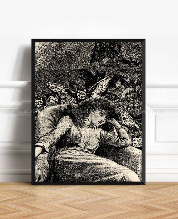 Resting Woman, Dark Poster Gift, Nightmare Christmas, Whimsical Poster, Gothic Monster Print, Horror Home Decor, Dictionary Art Gift 327