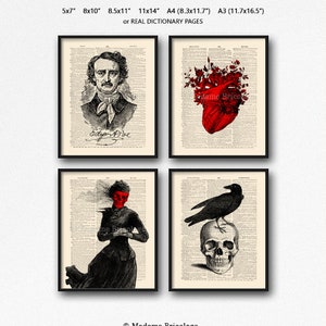 Allan Poe Print Set, Edgar Poe Lover Gift, Edgar Poe Print Gift, Edgar Allan Poe, Mystery Poster Pack, Print Set For Him, Allan Poe Wall 24
