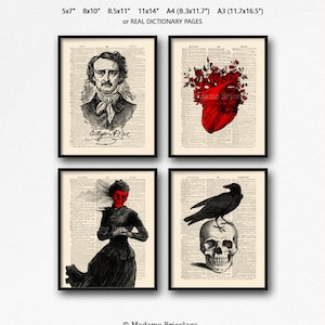 Allan Poe Print Set, Edgar Poe Lover Gift, Edgar Poe Print Gift, Edgar Allan Poe, Mystery Poster Pack, Print Set For Him, Allan Poe Wall 24