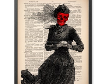 Lady of Death Edgar Allan Poe Wall Art Masque Mask of Red Death Book Lover Gift College Dorm Decor Dark Art Literary Poster Witchy Decor 083
