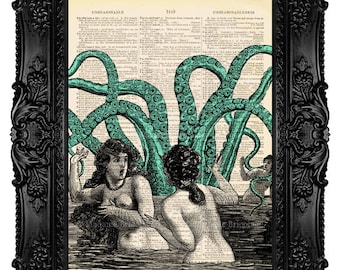 Kraken Art Print, Octopus Tentacle Art, Octopus Bathroom Art, Funny Bathroom Print, Bathroom Poster, Rustic Bathroom, Beach House Poster 511