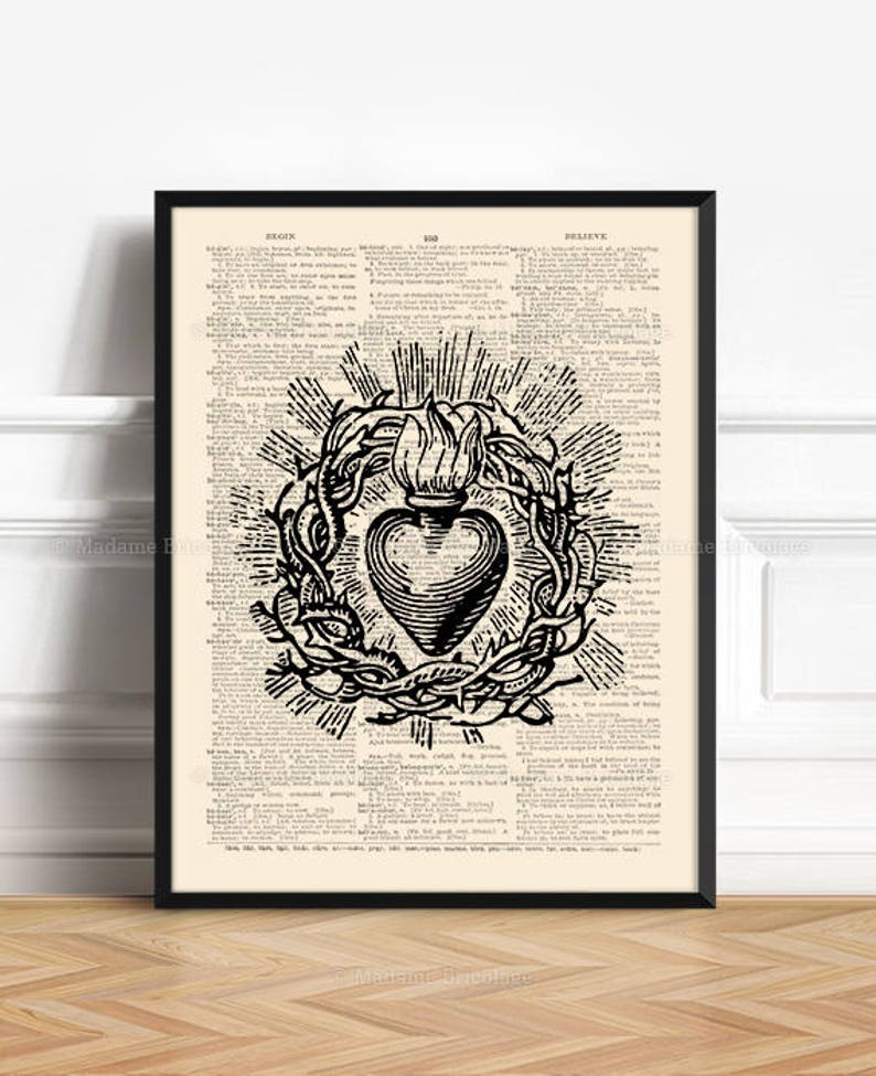 Thorns Print Priest Gift Sacred Heart Gothic Wall Decor Etsy