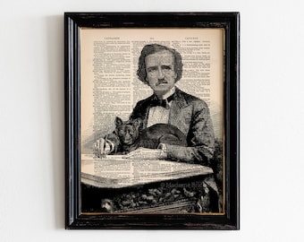 Edgar Allan Poe Art, Edgar Allan Poe Print, Edgar Allan Poe Wall Art, Edgar Allan Poe Poster Wall Hanging, Artwork, Drawing, Portrait 543