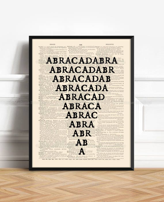 Abracadabra, Unique Gift, Magic And Occult, Gothic Home Decor, Gift for Him to 10, Minimalistic Poster, Funny Office Art, Home Office  214