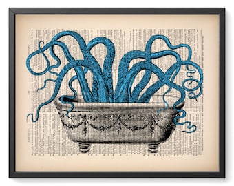 Octopus Bathroom Decor Bathroom Wall Decor Bathroom Wall Art Funny Bathroom Art Bathroom Sign Bathroom Wall Decor Rustic Bathroom Art 521