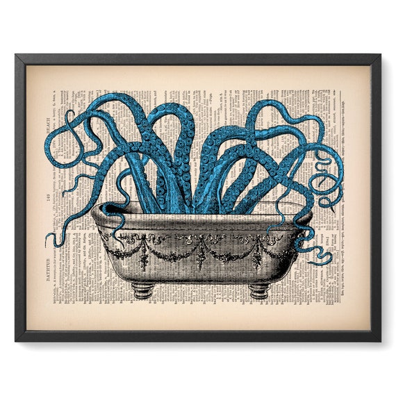 Octopus Bathroom Decor Bathroom Wall Decor Bathroom Wall Art Funny Bathroom Art Bathroom Sign Bathroom Wall Decor Rustic Bathroom Art 521