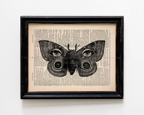 Moths Wings, Gift For Introvert, Cool Cubicle Decor, Witch Familiar, Moody Wall Art, Dark Cottagecore Maximalist Print Witchy Room Decor 080