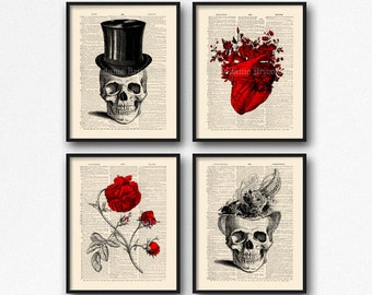 Gift Set For Husband, Set Of 4 Prints, Gothic Mens Gift, Print Set For Him, Gift For Couples, Cyber Monday Poster, Wedding Gift Poster,  S03